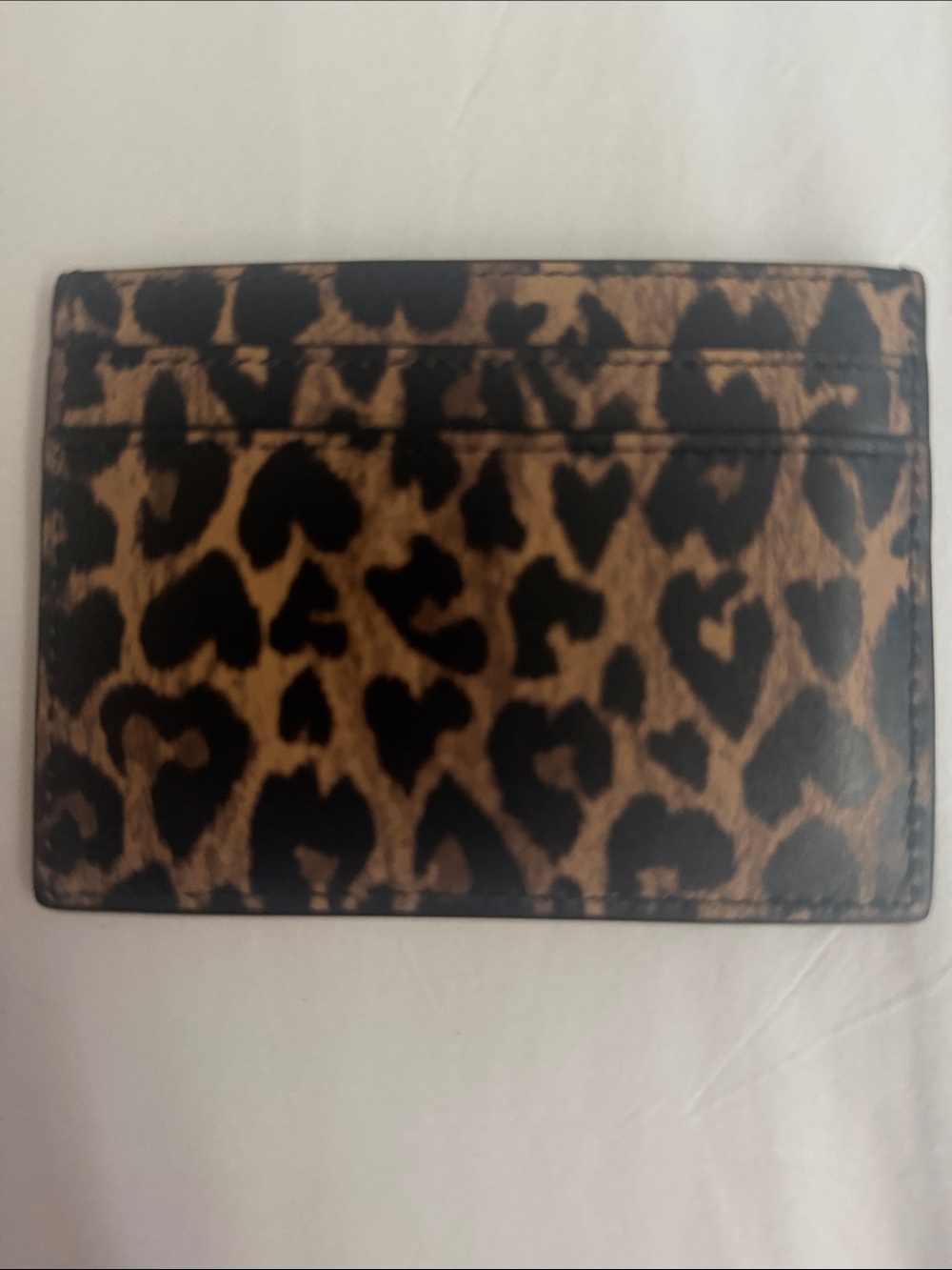 Saint Laurent Leopard-Print Card Holder with Gold YSL Monogram - Picture 2 of 4